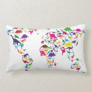 Coussin Rectangle Carte de dinosaure de la carte du monde