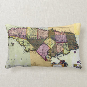 Coussin Rectangle Carte de la Jamaïque Vintage 1680