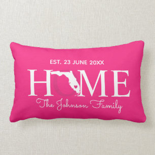 Coussin Rectangle Carte d'état de la Floride - Famille personnalisée