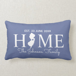 Coussin Rectangle Carte d'état du New Jersey - Famille personnalisée