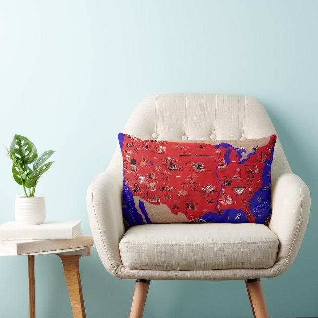 Coussin Rectangle Carte du Bureau de voyage des États-Unis d'Amériqu (Chaise)
