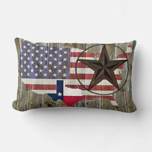 Coussin Rectangle Carte du drapeau de l'État de Texas Lone Star (Recto)
