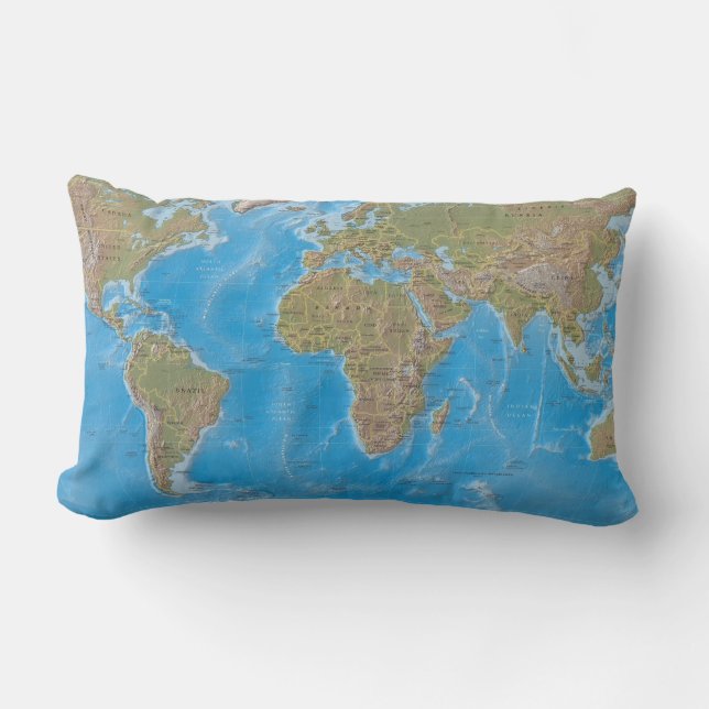 Coussin Rectangle Carte du monde (Recto)