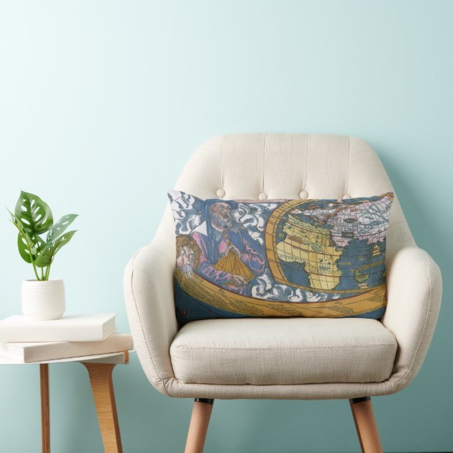 Coussin Rectangle Carte du monde antique avec Claudius Ptolemy, 1507 (Chaise)