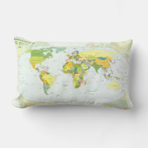 Coussin Rectangle Carte du monde Atlas Poster Politique : Décoration