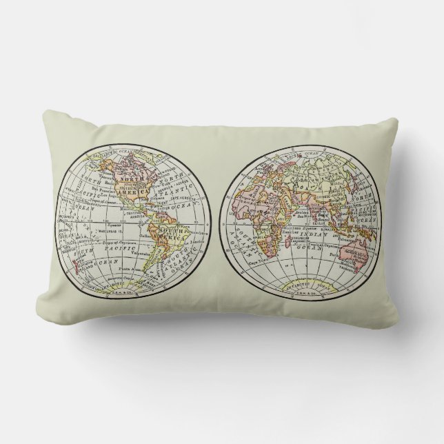 Coussin Rectangle Carte du monde de voyage Terre 1916 Atlas mondial (Recto)