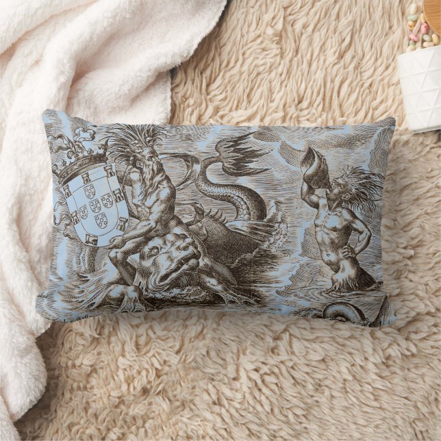 Coussin Rectangle Carte du monde Poseidon Océan Bleu (Couverture)