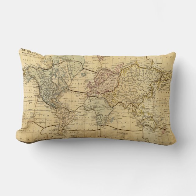 Coussin Rectangle Carte du monde sur la projection de Mercators (Recto)
