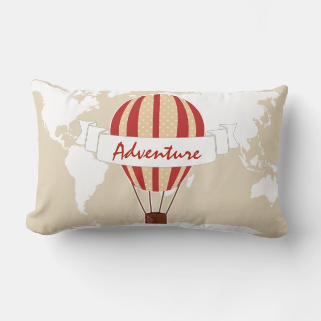 Coussin Rectangle Carte d'un rouge ardent de ballon à air et du (Recto)