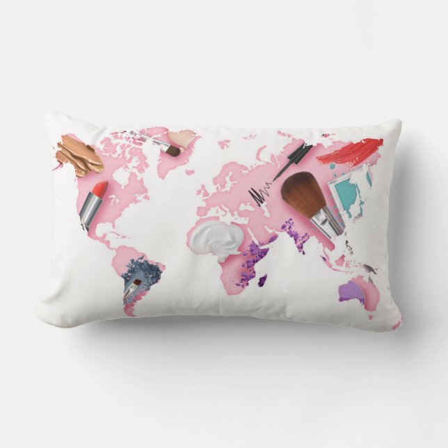 Coussin Rectangle Carte en pastel du monde de Comestics (Recto)
