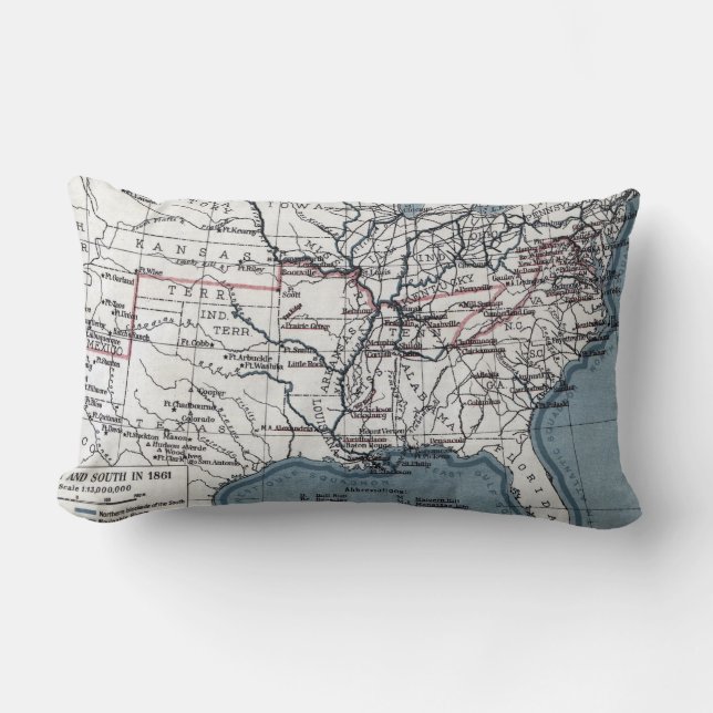 COUSSIN RECTANGLE CARTE : GUERRE CIVILE, 1861 (Recto)