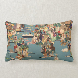 Coussin Rectangle Carte imagée du monde