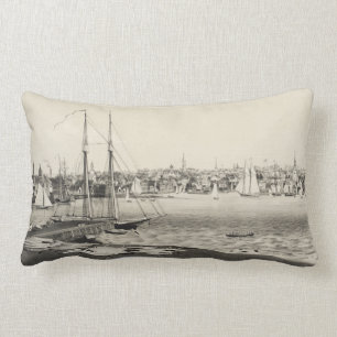 Coussin Rectangle Carte imagée vintage de Newport RI (1860)