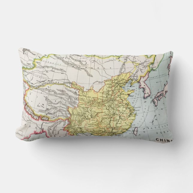 Coussin Rectangle CARTE : La CHINE, 1910 (Recto)