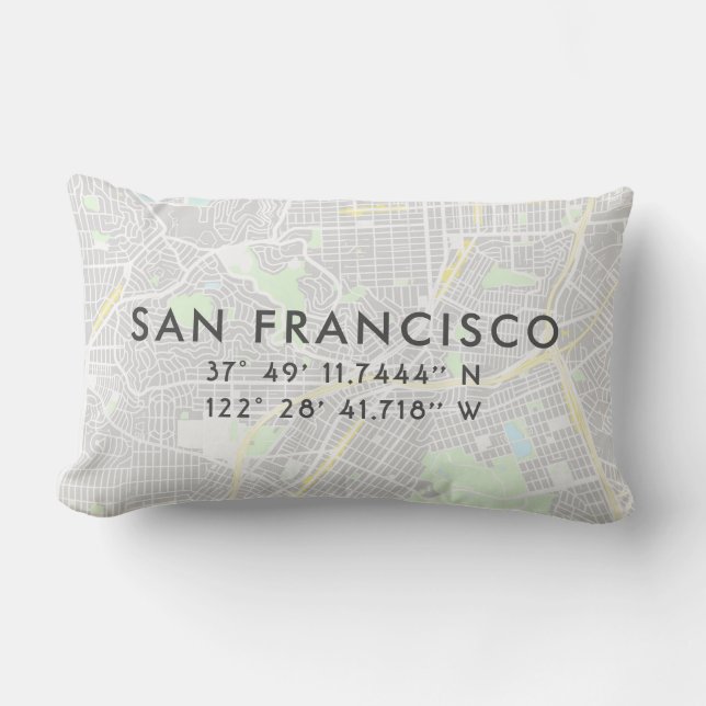 Coussin Rectangle Carte personnalisée San Francisco | Teintes subtil (Recto)