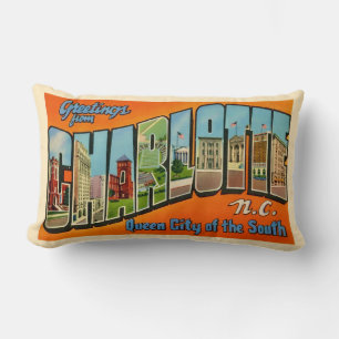Coussin Rectangle Carte postale rétro Charlotte NC