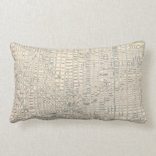 Coussin Rectangle Carte vintage de Detroit (1895)