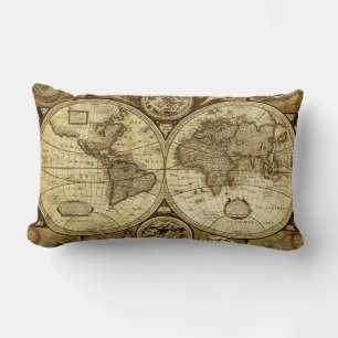Coussin Rectangle Cartes vintage vieux monde Belles cartes antiques