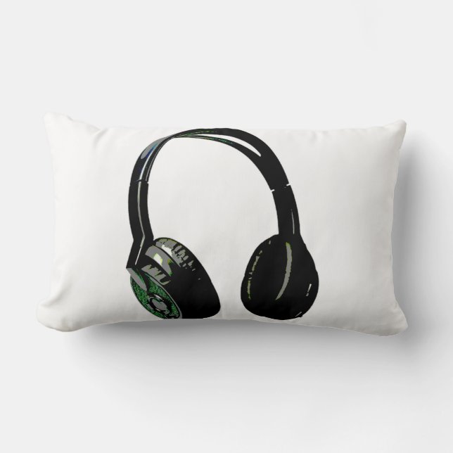 Coussin Rectangle Casque Pop Art noir et blanc (Recto)