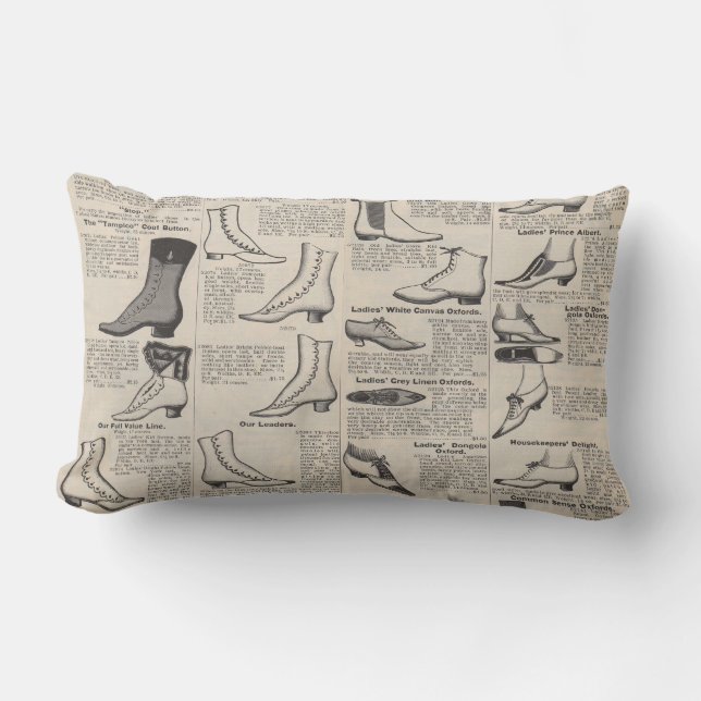 Coussin Rectangle Catalogue de chaussures pour dames vintage - 1900s (Recto)