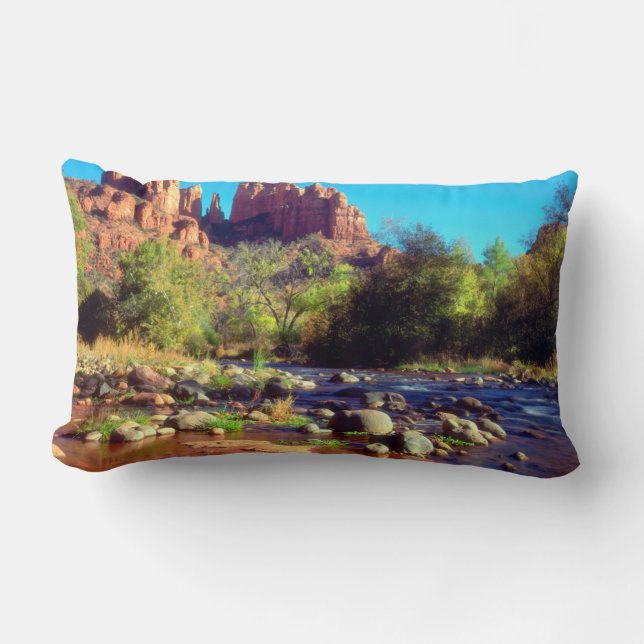 Coussin Rectangle Cathedral Rock se reflétant dans Oak Creek (Recto)