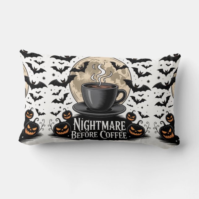 Coussin Rectangle Cauchemar Avant Halloween Café (Verso)