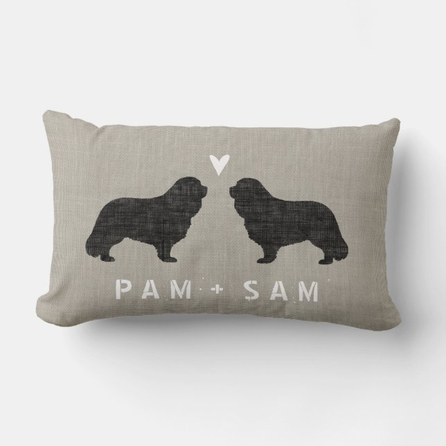 Coussin Rectangle Cavalier King Charles Spaniel Silhouettes Amour (Recto)