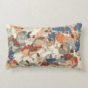 Coussin Rectangle cavalier vintage japonais Cool de cavalerie ukiyo-