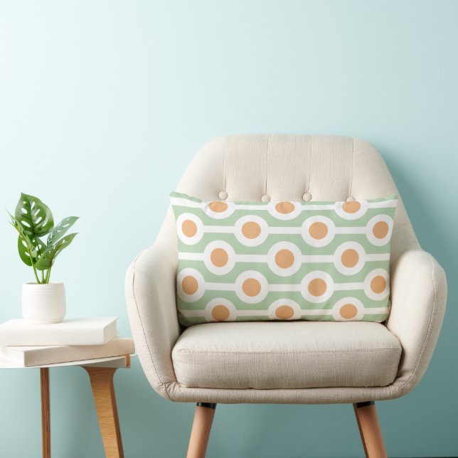 Coussin Rectangle Cercles et rayures modernes sur fond vert clair (Chaise)