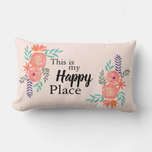 Coussin Rectangle "C'est mon endroit heureux" Citation de l'aquarell
