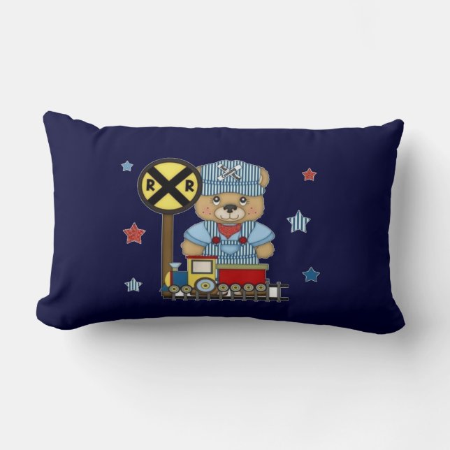 Coussin Rectangle C'est un train d'ours de nounours de garçon (Recto)