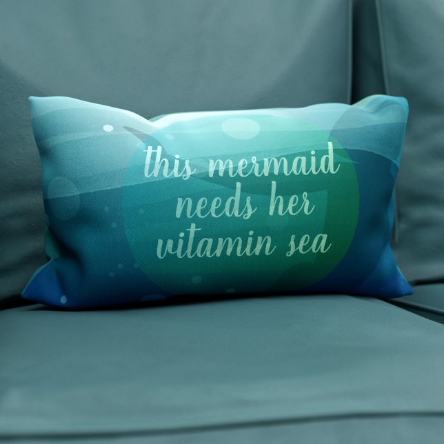Coussin Rectangle Cette citation de sirène de l'aquarelle Waves Lumb (We all need a touch of vitamin sea. Here's your lumbar pillow to remind you)