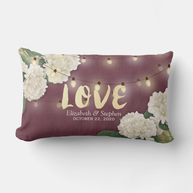Coussin Rectangle Chaîne wedding shower Hydrangea Lumière Rouge Bour (Recto)