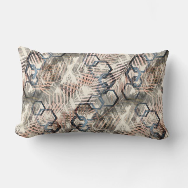 Coussin Rectangle Chaînes sur feuilles de palmiers. (Recto)