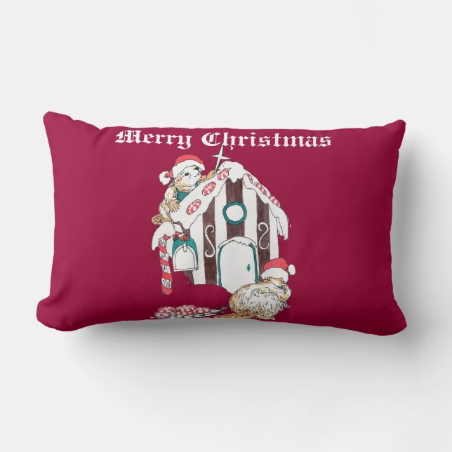 Coussin Rectangle Chalet Beaver de Noël (Recto)