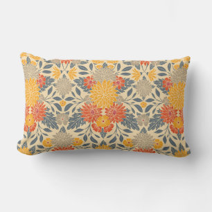 Coussin Rectangle Chaleureux Jaune, Orange & Bleu Floral