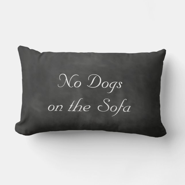 Coussin Rectangle Chalkboard No Dogs sur le canapé (Recto)