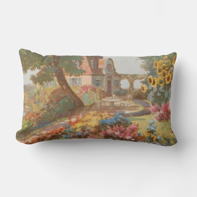 Coussin Rectangle Chambre de jardin de style de tapisserie à (Recto)