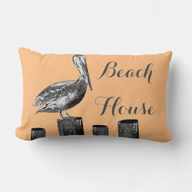 Coussin Rectangle Chambre de plage d'illustration de pélican (Recto)