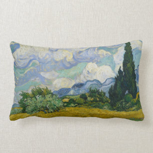 Coussin Rectangle Champ de blé avec des cyprès par Vincent van Gog
