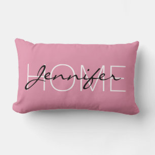 Coussin Rectangle Charme rose couleur maison monogramme