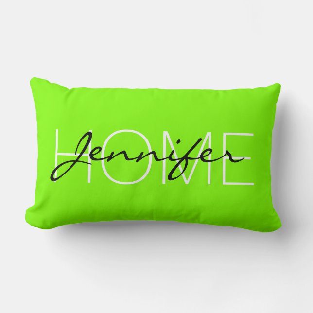 Coussin Rectangle Chartreuse (web) couleur maison monogramme (Recto)