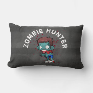 Coussin Rectangle Chasseur de zombies avec éclaboussures de sang Eff