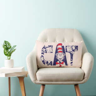 Coussin Rectangle Chat dans le Casquette   Texte de la face du chat
