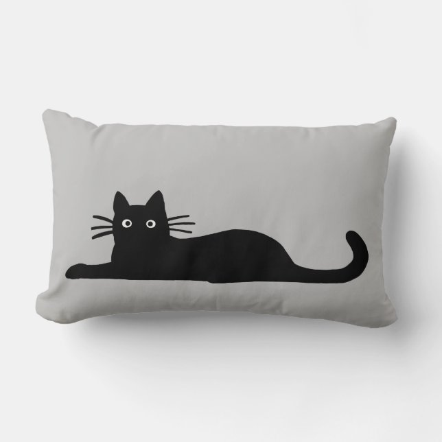 Coussin Rectangle Chat noir cool | Amoureux des chats à courte dista (Recto)