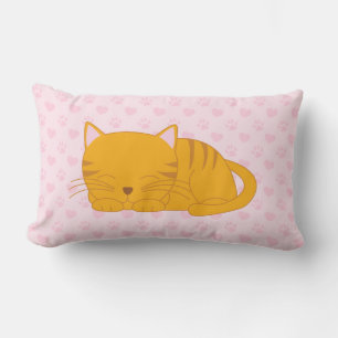 Coussin Rectangle Chat Tabby Orange Dormant