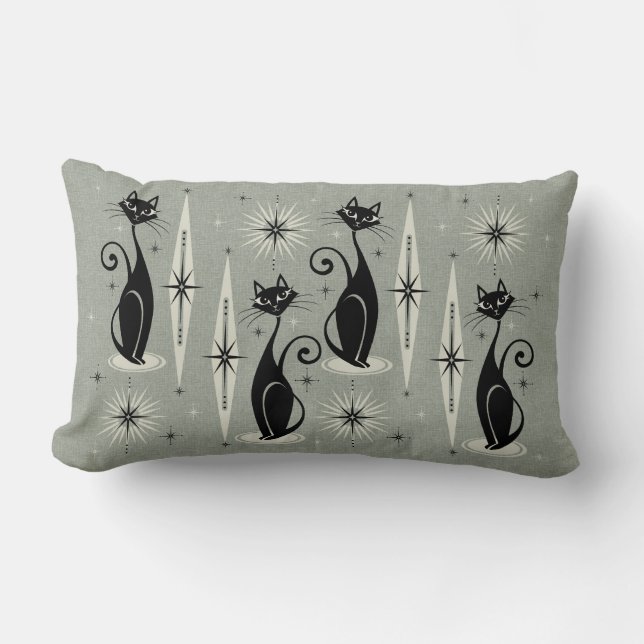 Coussin Rectangle Chats Atomique Meow Retro Du Milieu Du Siècle - Gr (Recto)