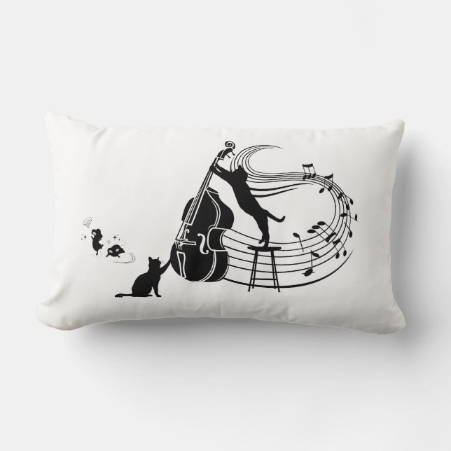 Coussin Rectangle Chats de jazz | Double basse (Recto)