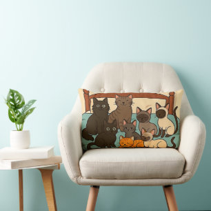 Coussin Rectangle Chats sur un lit