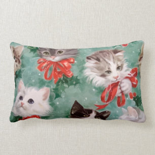 Coussin Rectangle Chats vintages de Noël